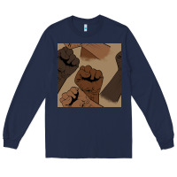 Navy melanin raised fist seamless pattern Long Sleeve Tee - BundleAndBundleShop