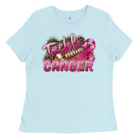 Baby Blue Tackle cancer Football Ladies Tee - FaDigitalArtStudio