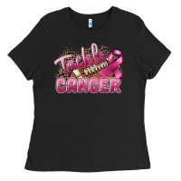 Black Tackle cancer Football Ladies Tee - FaDigitalArtStudio