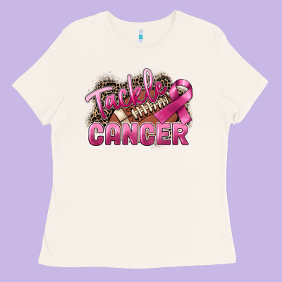 Tackle Cancer Football Ladies Tee Designed By Fadigitalartstudio