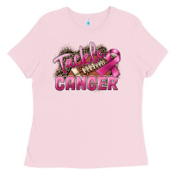 Bubblegum Pink Tackle cancer Football Ladies Tee - FaDigitalArtStudio