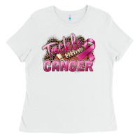 White Tackle cancer Football Ladies Tee - FaDigitalArtStudio