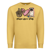 Antique Gold peace love pug Premium Sweatshirt - JahusDesignShop