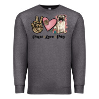 Charcoal Heather peace love pug Premium Sweatshirt - JahusDesignShop