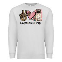 Dove Grey peace love pug Premium Sweatshirt - JahusDesignShop