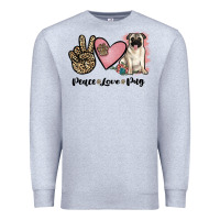 Heather Grey peace love pug Premium Sweatshirt - JahusDesignShop