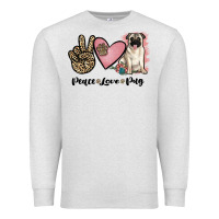 Oatmeal Heather peace love pug Premium Sweatshirt - JahusDesignShop