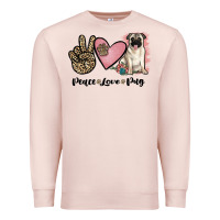 Pale Pink peace love pug Premium Sweatshirt - JahusDesignShop