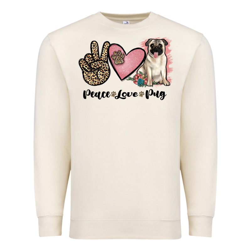 Peace Love Pug Premium Sweatshirt by JahusDesignShop | Teevron