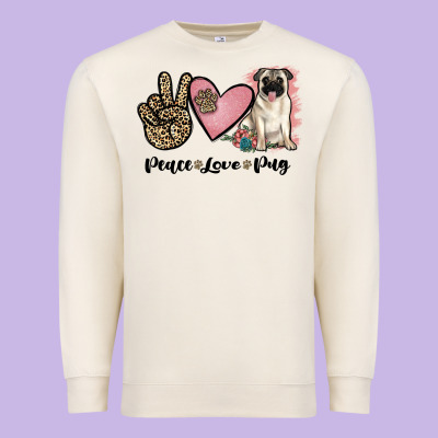 Peace Love Pug Premium Sweatshirt Designed By Jahusdesignshop