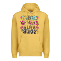 Antique Gold Thick Thighs And Love Vibes Premium Hoodie - CowhideDigitalArt