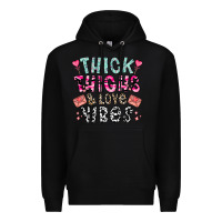 Black Thick Thighs And Love Vibes Premium Hoodie - CowhideDigitalArt