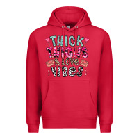Cardinal Thick Thighs And Love Vibes Premium Hoodie - CowhideDigitalArt