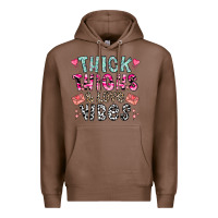 Chestnut Thick Thighs And Love Vibes Premium Hoodie - CowhideDigitalArt