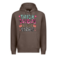 Coffee Thick Thighs And Love Vibes Premium Hoodie - CowhideDigitalArt