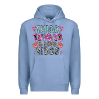 Colony Blue Thick Thighs And Love Vibes Premium Hoodie - CowhideDigitalArt