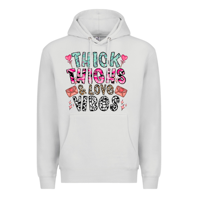 Thick Thighs And Love Vibes Premium Hoodie by CowhideDigitalArt | Teevron