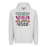 Dove Grey Thick Thighs And Love Vibes Premium Hoodie - CowhideDigitalArt