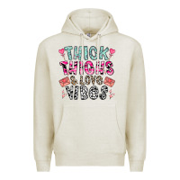 Oatmeal Heather Thick Thighs And Love Vibes Premium Hoodie - CowhideDigitalArt