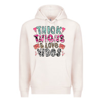 Pale Pink Thick Thighs And Love Vibes Premium Hoodie - CowhideDigitalArt