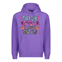 Purple Thick Thighs And Love Vibes Premium Hoodie - CowhideDigitalArt