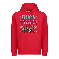 Red Thick Thighs And Love Vibes Premium Hoodie - CowhideDigitalArt
