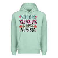 Seafoam Thick Thighs And Love Vibes Premium Hoodie - CowhideDigitalArt