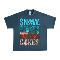 Midnight Navy Snow Flakes aAd Christmas Cakes Urban Heavy Tee - BundleAndBundleShop