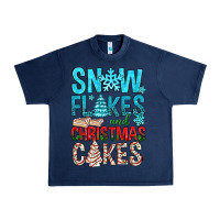 Navy Snow Flakes aAd Christmas Cakes Urban Heavy Tee - BundleAndBundleShop