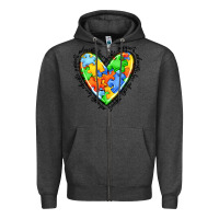 Charcoal Heather autism heart Zipper Hoodie - JahusDesignShop