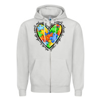 Dove Grey autism heart Zipper Hoodie - JahusDesignShop
