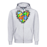 Heather Grey autism heart Zipper Hoodie - JahusDesignShop