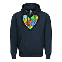 Navy autism heart Zipper Hoodie - JahusDesignShop