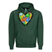 Sports Green autism heart Zipper Hoodie - JahusDesignShop