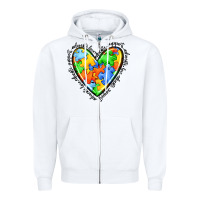 White autism heart Zipper Hoodie - JahusDesignShop