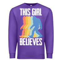 Purple bigfoot t  shirt bigfoot   this girl believes t  shirt Premium Sweatshirt - DesigneFamous