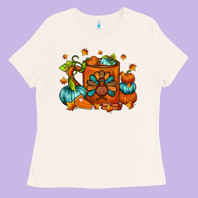 Thanksgiving Coffee Mug Ladies Tee Designed By Fadigitalartstudio