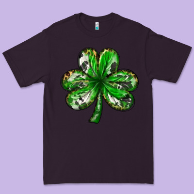 Shamrock With Leopard And Cowhide St. Patricks Day Premium Tee Designed By Howdyjamesfarm
