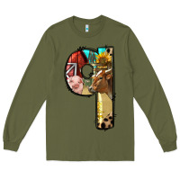 Army Green Farm Life Alphabet Lowercase Letters Q Long Sleeve Tee - BundleAndBundleShop