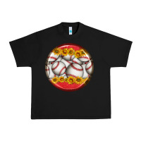 Black baseball with sunflower round earrings Urban Heavy Tee - BundleAndBundleShop