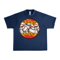 Navy baseball with sunflower round earrings Urban Heavy Tee - BundleAndBundleShop