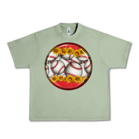 Oil Green baseball with sunflower round earrings Urban Heavy Tee - BundleAndBundleShop