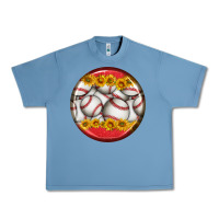 Pebble Blue baseball with sunflower round earrings Urban Heavy Tee - BundleAndBundleShop
