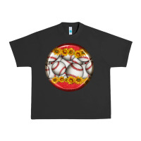 Pigment Black baseball with sunflower round earrings Urban Heavy Tee - BundleAndBundleShop