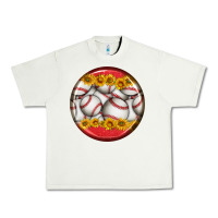 Pistachio baseball with sunflower round earrings Urban Heavy Tee - BundleAndBundleShop