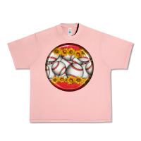 Salmon baseball with sunflower round earrings Urban Heavy Tee - BundleAndBundleShop