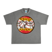 Tornado baseball with sunflower round earrings Urban Heavy Tee - BundleAndBundleShop