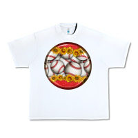 White baseball with sunflower round earrings Urban Heavy Tee - BundleAndBundleShop