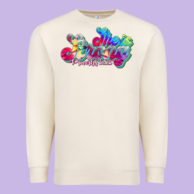 She Is Strong Proverbs 31:25 Premium Sweatshirt Designed By Jahusdesignshop