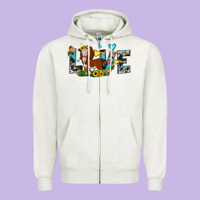 Love Western Cow Zipper Hoodie Designed By Jahusdesignshop